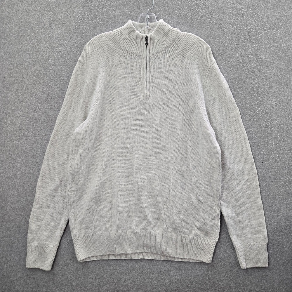 Sonoma Men Sweater Large Gray Supersoft Knit 1/4 Zip Long Sleeve READ